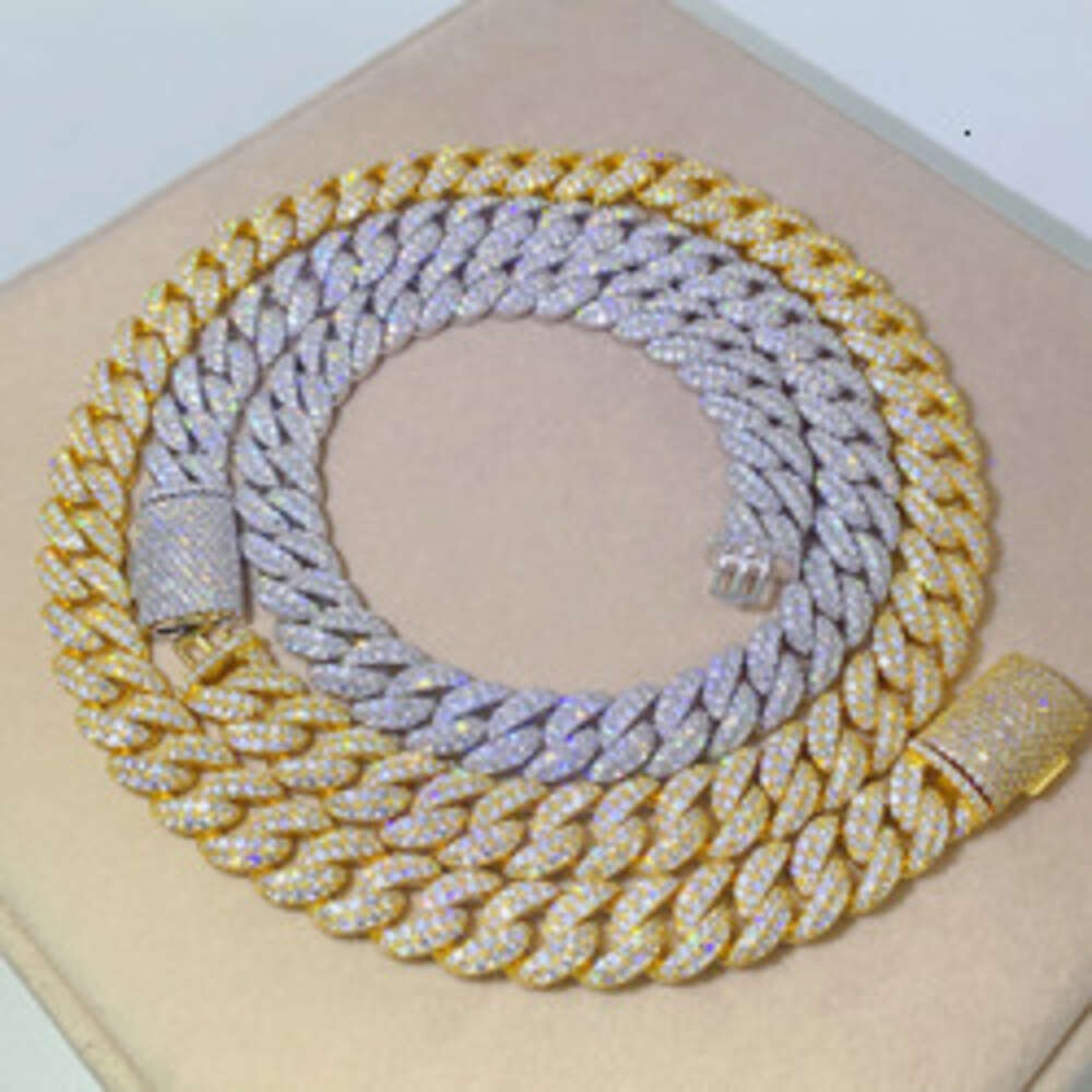 Hip Hop Style 925 Sterling 12mm Mens Cuban Chain Necklace Miami Cuban 925 Sterling Silver Necklace Men Moissanite Necklace