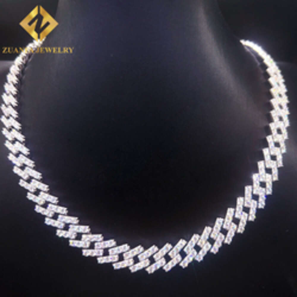 Silver Cuban Link Chain Zuanfa Jewelry Pass Diamond Tester Gra Vvs Moissanite Cuban Link Chain