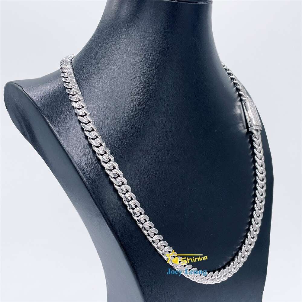 Mens Necklace 8mm 10mm 12mm 13mm Vvs Moissanite Diamond Clasp Solid 925 Silver Iced Out Miami Cuban Link Chain Hip Hop Jewelry