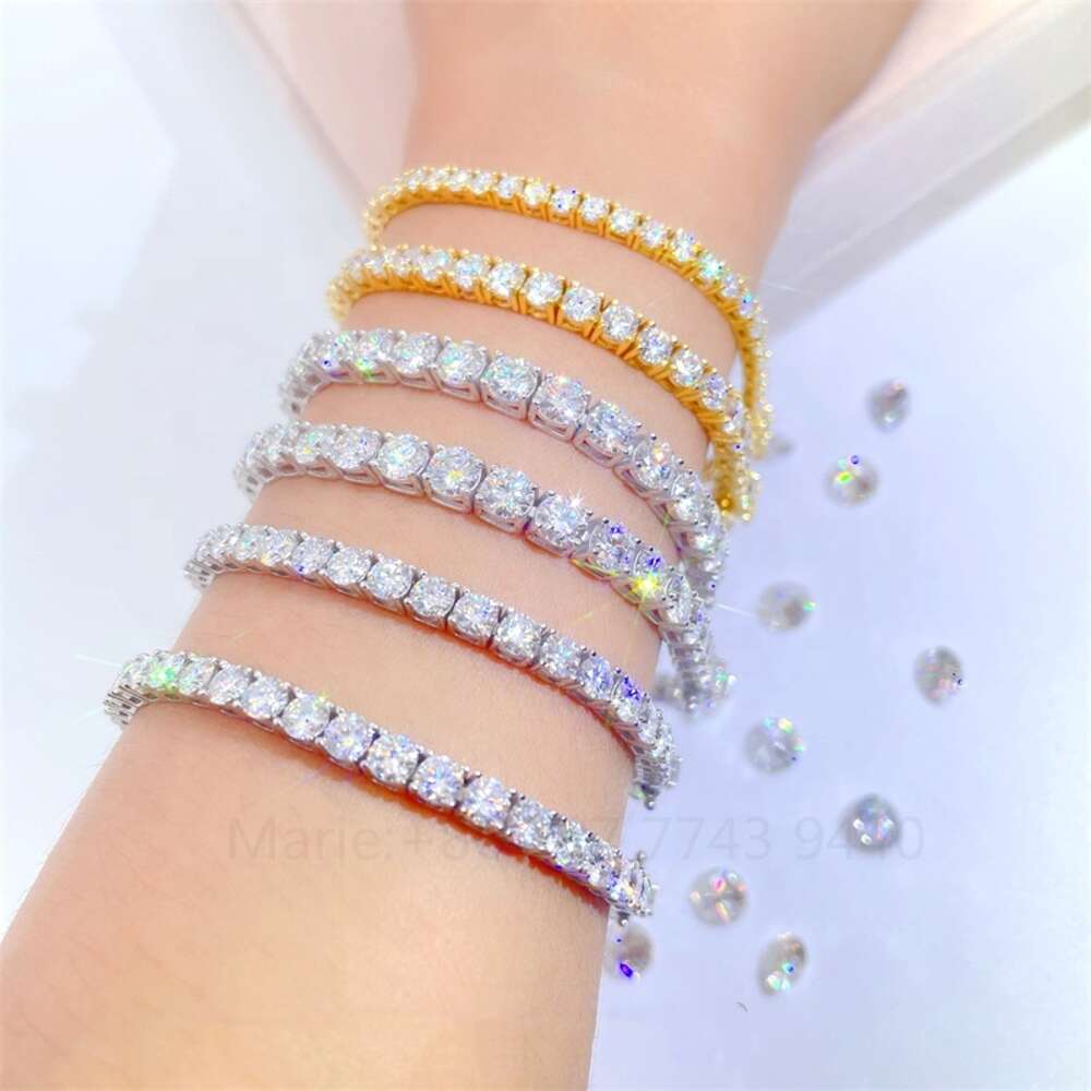 14k White Gold Plated Fine Jewelry S925 with Vvs Moissanite Diamond Tennis Ring Bracelet Necklace Sets