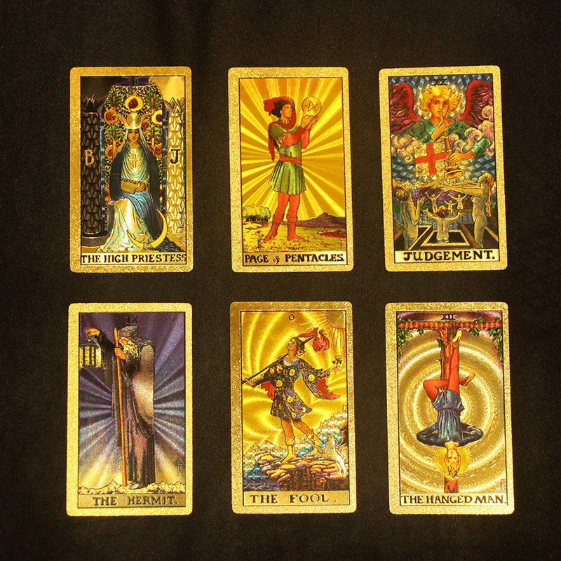 Wholesale PVC Waterproof Gold Foil Tarot & Guide Book Tabletop Oracle Cards Party Games With Guidebook AAA8