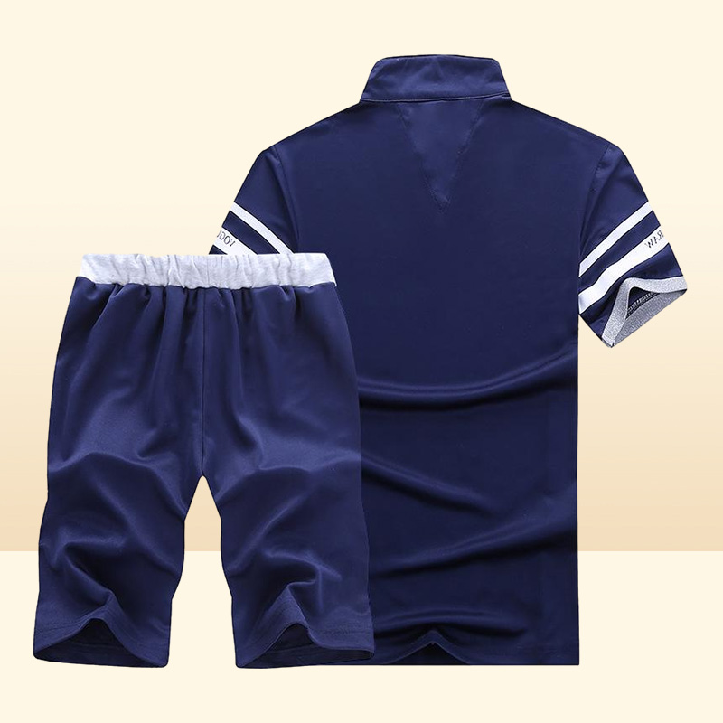 Men039s Summer Tracksuits Shorts Short Sleeve T Shirt Men Beach Tee Male Elastic Waist Homme Solid Color