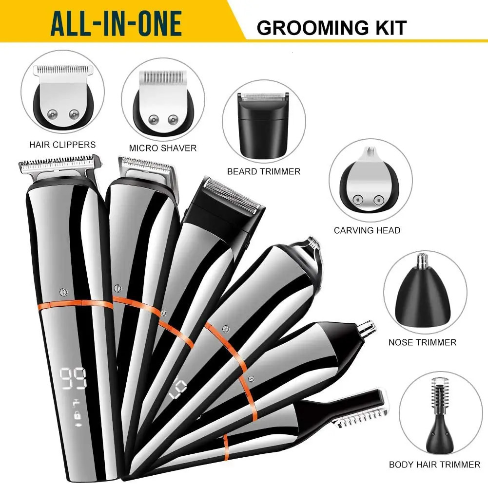 All In One Beard Hair Trimmer For Men Grooming Kit Eyebrow Body Trimmer Shaver Electric Hair Clipper Waterproof Rechargeable 240111