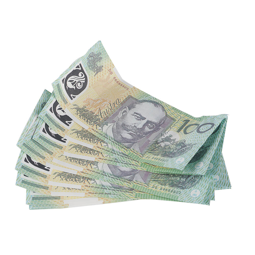 50% Size Aged Prop Australian Dollar 5/10/20/50/100 AUD Banknotes Paper Copy Full Print Banknote Fake Money Movie Props 01c