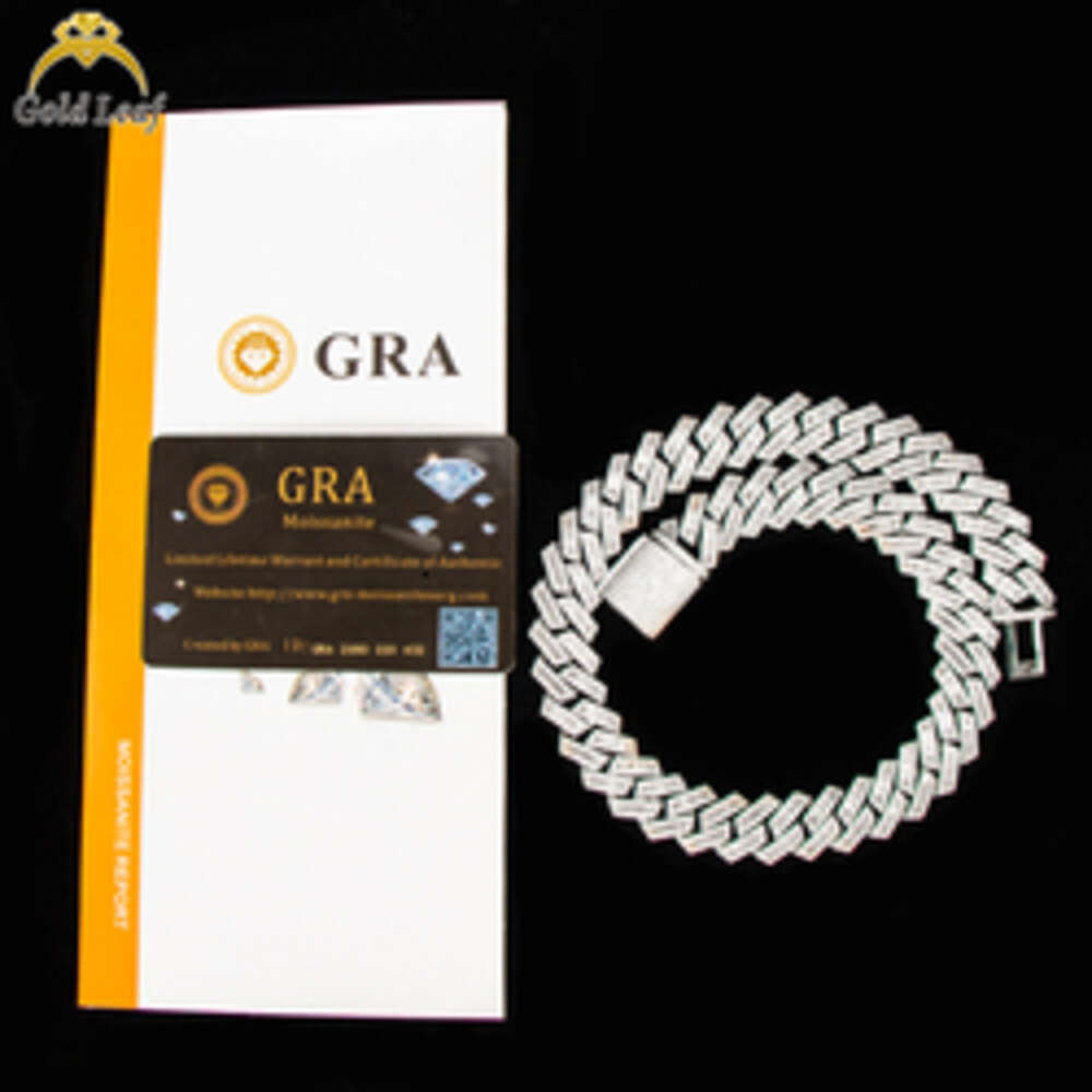 Hip Hop Jewelry Moissanite Necklace Men d Color Vvs Moissanite Chain Men Gold Plated Cuban Mossanite Link Cuban Moissanite Chain