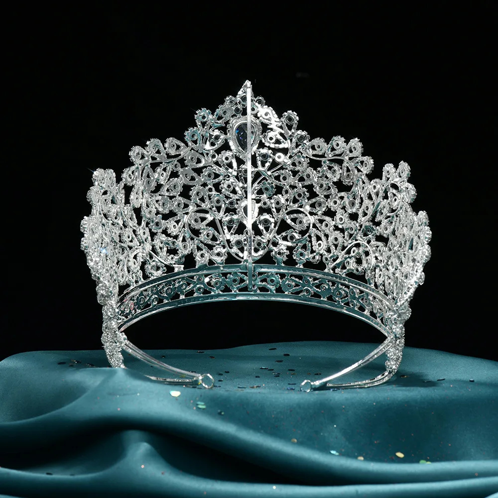 Zirconia Tiaras and Crowns Rhinestones Headband For Brides Party Big Large Headpiece Wedding Accessories Bridal Hair Jewelry 240110