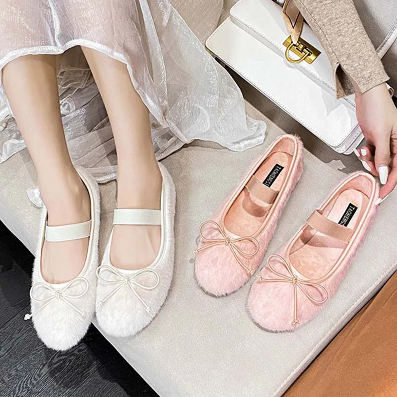 Ladies Ballet Flats In Sandals Women Lolita Casual Outside Atutmn Fashion Slides Butterfly-Knot Female Mary Jane Shoes 240110