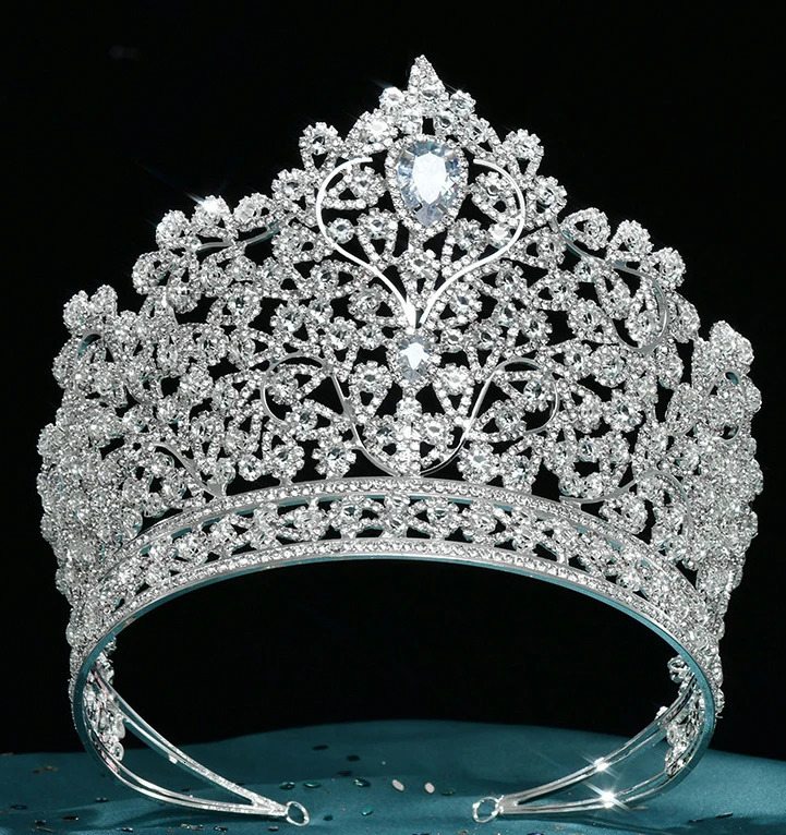 Zirconia Tiaras and Crowns Rhinestones Headband For Brides Party Big Large Headpiece Wedding Accessories Bridal Hair Jewelry 240110