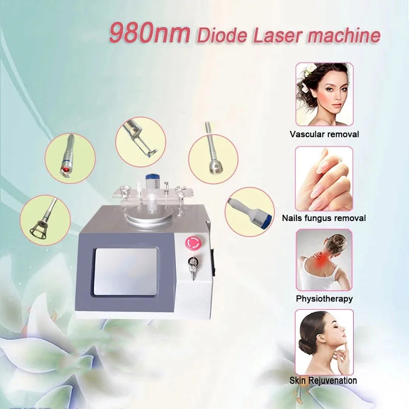Advanced 6 In 1 Diode Laser 980Nm Vascular Therapy Redness Swelling Treatment Eczema Herpes Therapy Physiotherapy Equipment With Cold Hammer