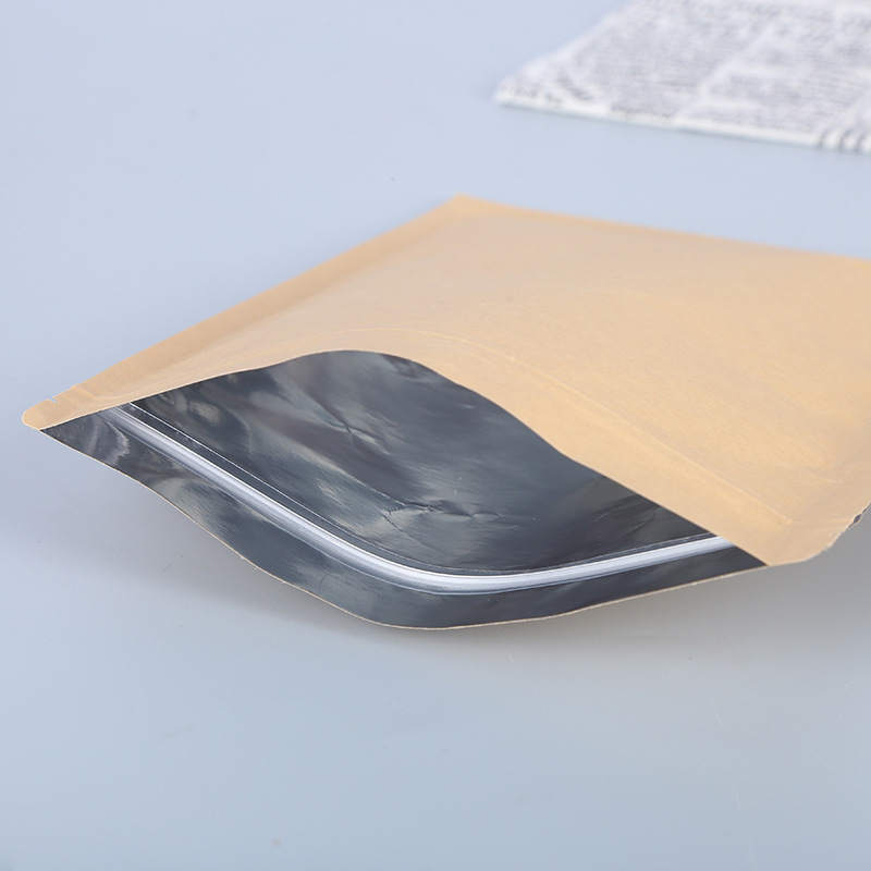 Fully Sealed Flat Kraft Paper Packaging Bags Aluminium Foil Pouch For Pet Food Cookies Sugar Snack Dry Herb Coffee Bean Tea Dried Fruit Nuts Kernels S