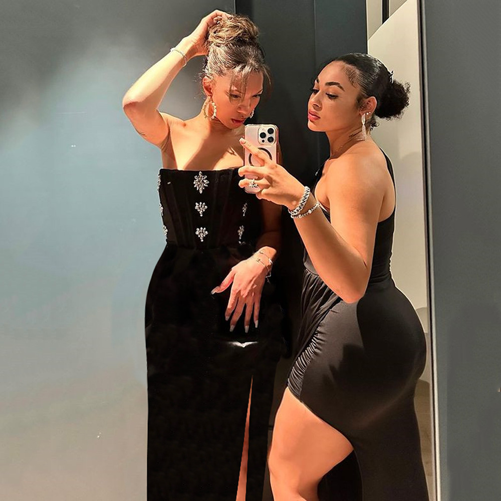 10062 L 2024 Runway Dress Spring Summer Dress Sleeveless Mid Calf Bandage Dress Brand Same Style Womens Dress Fashion High Quality M