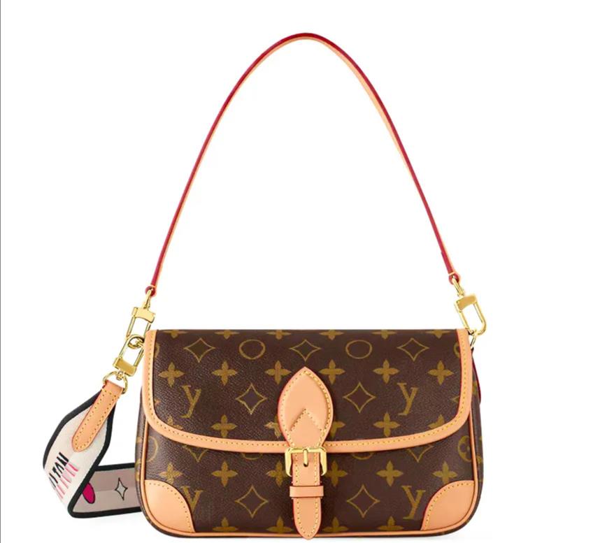 designer bags Shoulder Bag Totes real leather luxury old flower Diane Baguette handbag large-capacity canvas strap embossed Letters colorful Floral