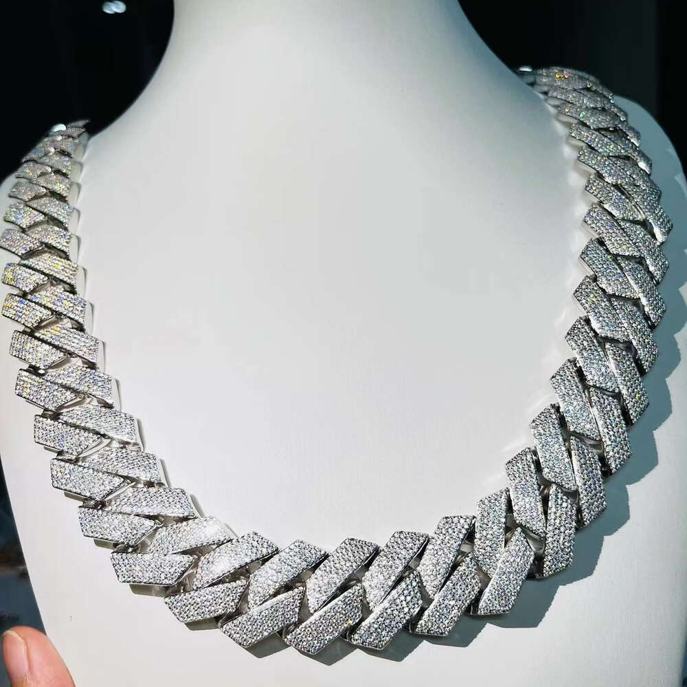 Custom Pass Diamond Test Vvs Moissanite Cuban Link Chain 10mm 12mm 15mm 18mm 20mm Hip Hop Necklace Men 925 Jewelry