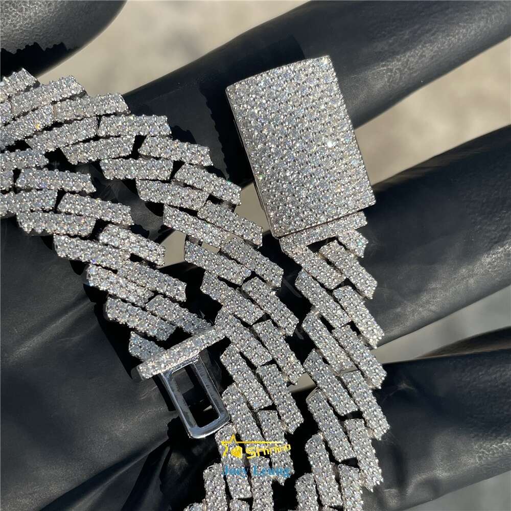 Hip Hop Jewelry Real Gold Plating Silver Necklace Moissanite Cuban Link Chain Iced Out