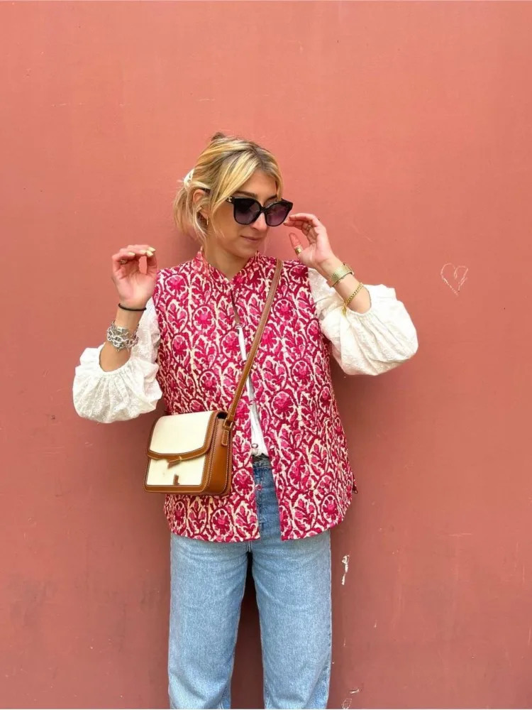 Women Printed Embroidery Reversible Vest Jacket Vintage National Style Casual Patchwork Vests 2023 Elegant Streetwear Waistcoat 240130