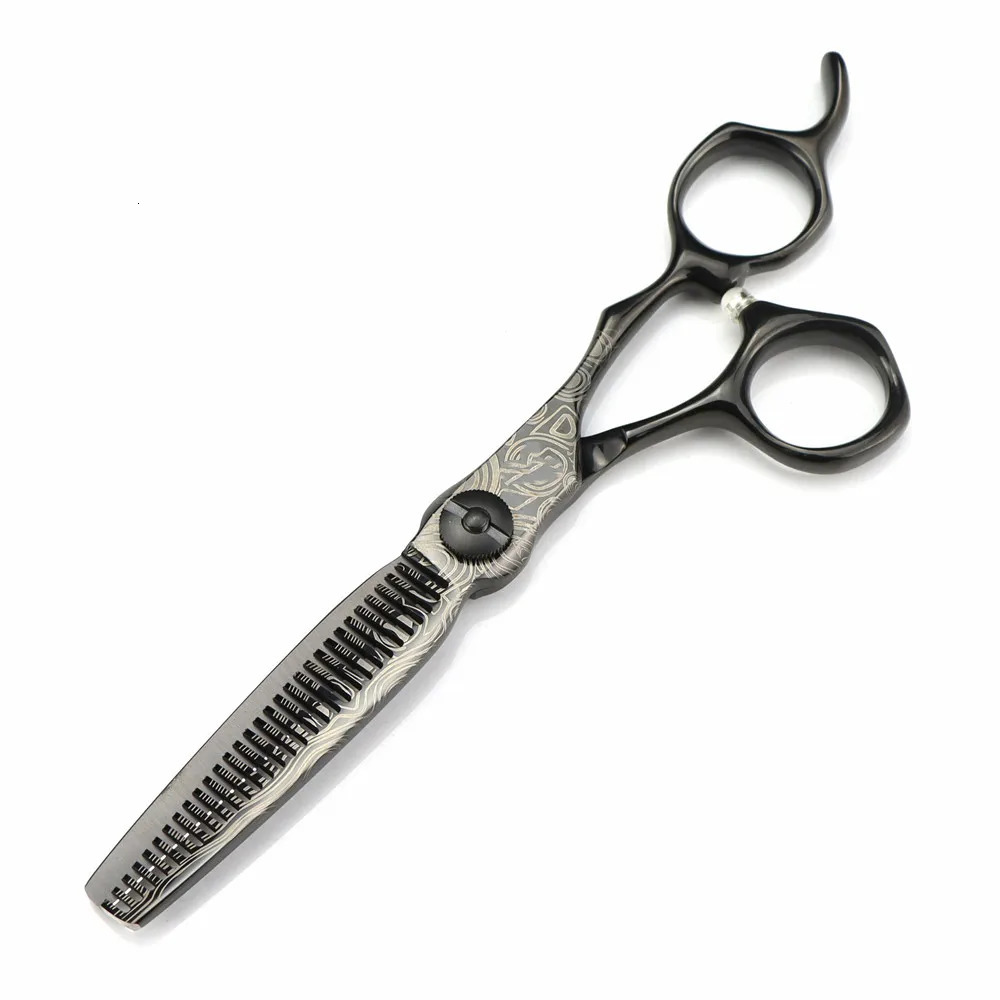 Professional 6 '' Upscale Black Damascus hair scissors cutting barber makas tools haircut thinning shears hairdresser 240110