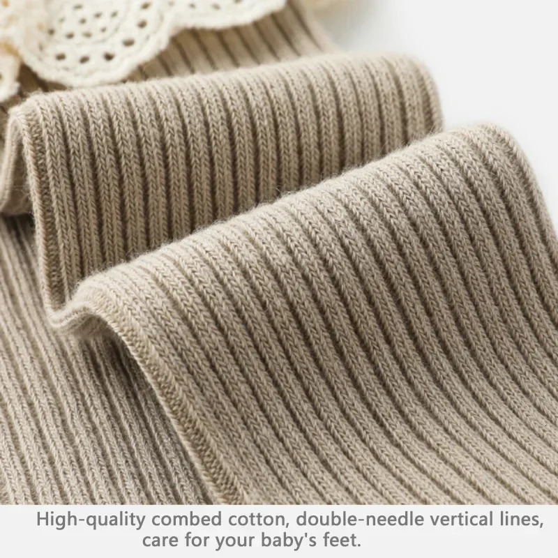 Baby Girls Knee High Socks Baby Infants Kids Toddlers Socks Leg Warmer Solid Cotton Stretch Cute Lovely Lace Frilly Long Socks 240111