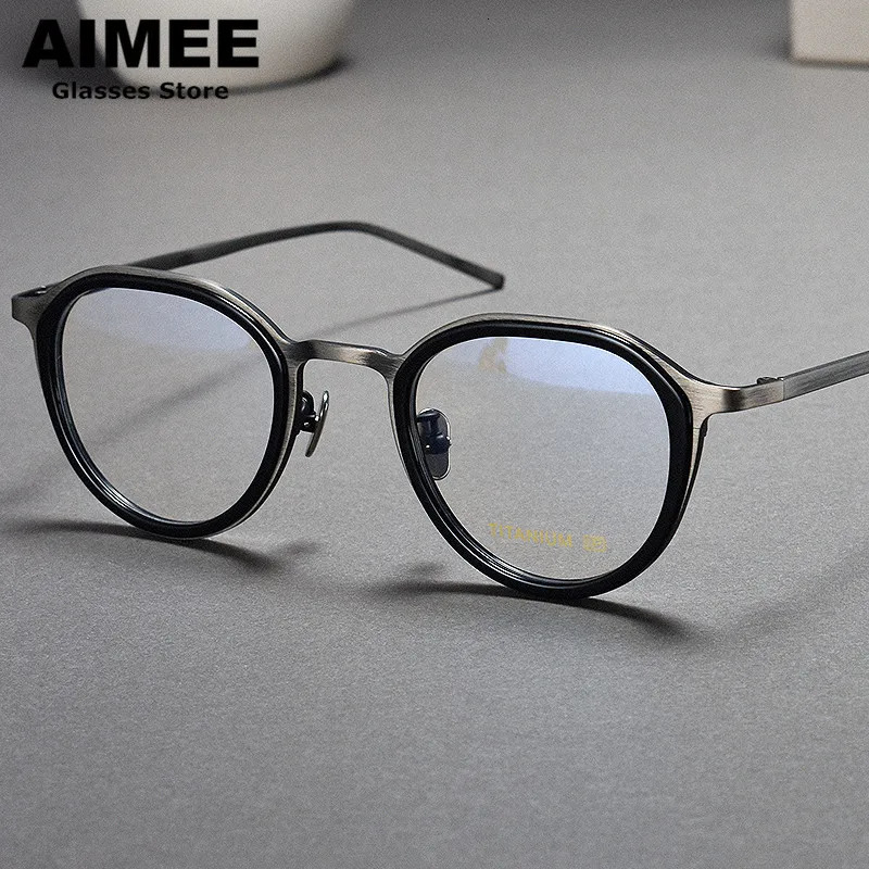 Acetate Japanese Handmade Round Glasses Frame Men Women Fashion Optical Eyeglasses Myopia Blue Light Reading Eyewear 240111CJ