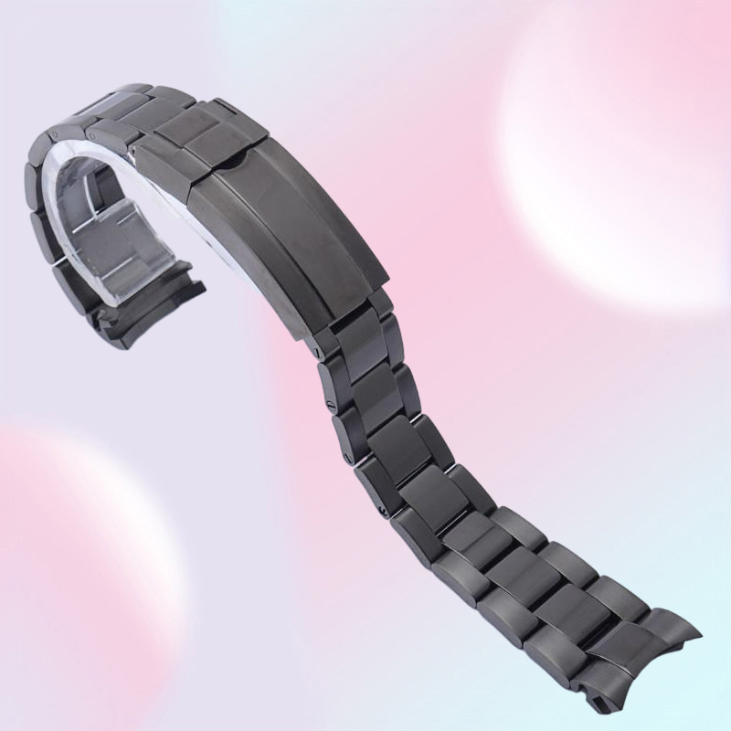 Watch Bands High Quality 20mm 21mm Silver Gold Black Stainless Steel Watchband For RX Bracelet Curved End Oyster Lock Clasp17602662912
