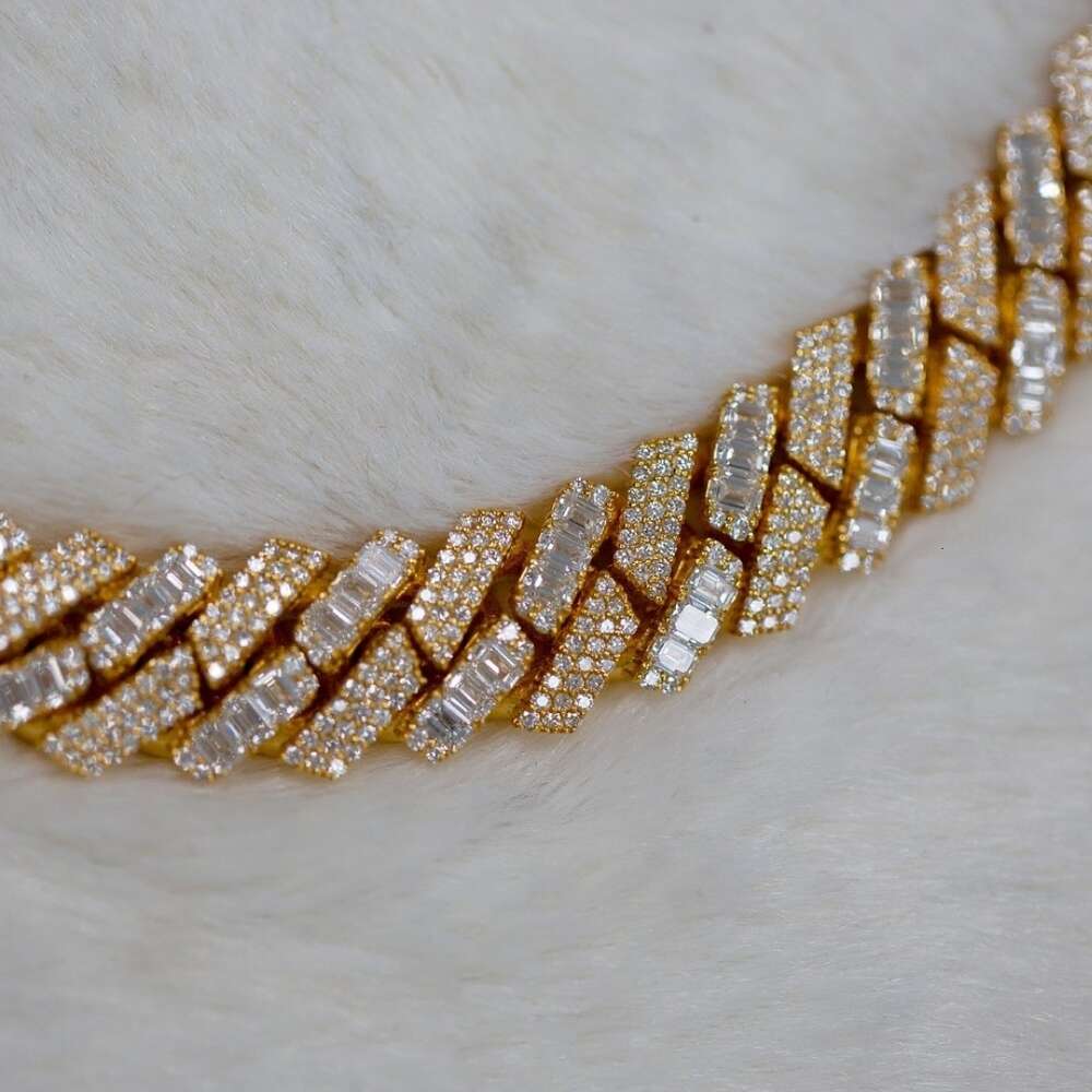 Iced Out Full Vvs Round and Baguette Moissanite Diamond Custom Men Pendant Necklace S925 Sterling Silver Necklace
