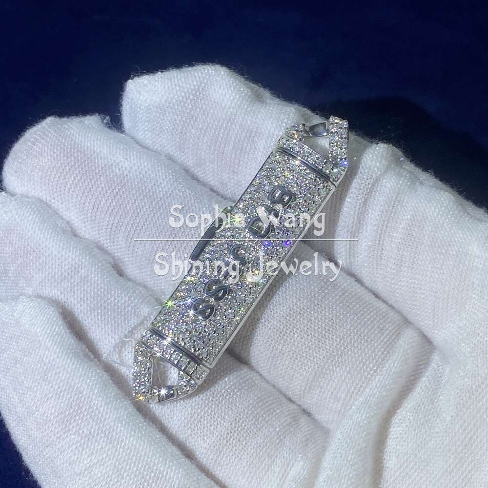 Customized Name Real Diamond S925 Sterling Silver Box Lock for Cuban Link Chain for Men