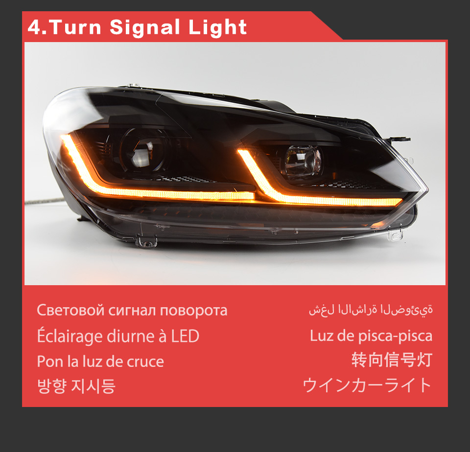 LED Daytime Running Turn Signal Head Light for VW Golf 6 2009-2012 Headlight Projector Lens