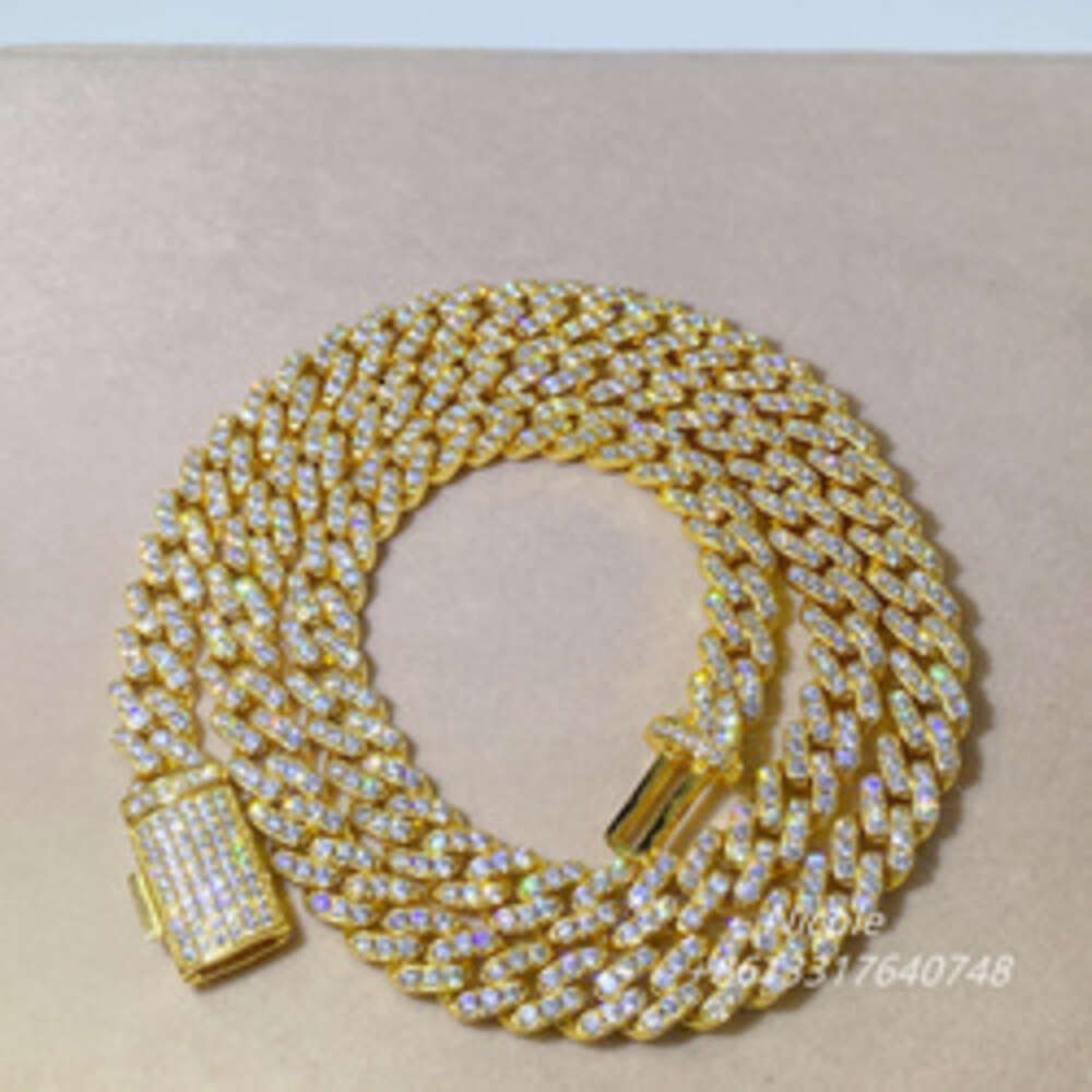 Wholesale Custom Iced Out Bling 8mm 20inches Diamonds Chain Gold Plated Men Women Cuban Necklaces