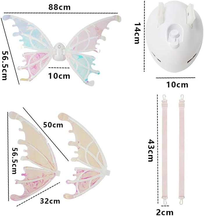 Electric Fairy Wings with LED Lights,Pets Glowing Elf Angel Wings with Magic Wand Princess Crown for Kids Pets Costumes