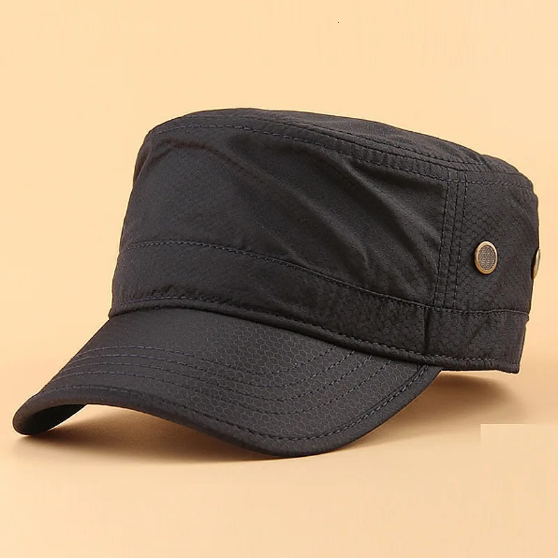 Dry Quicky Polyester Thin Army Flat Hat Adult Outdoors Cool Sun Hats Big Bone Men and Women plus size Mesh Military Caps 55-62cm 240111