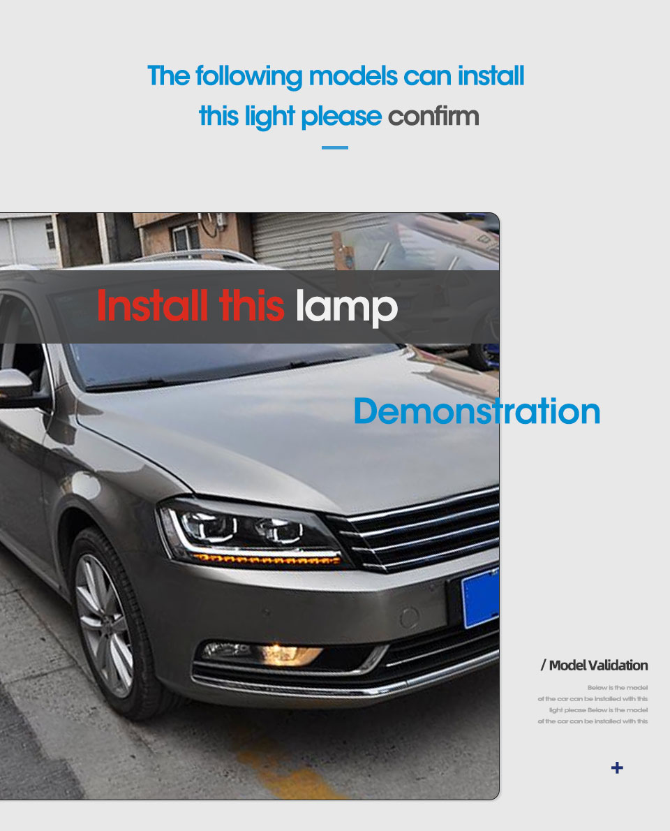 LED Headlight Assembly for VW Passat B7 Daytime Running Turn Signbal Head Light 2012-2015 High Beam Projector Lens