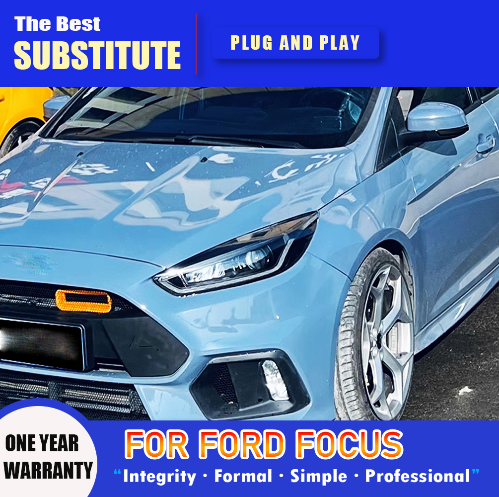 For Ford Focus LED Headlight Assembly 15-18 Car Accessories Head Lamp DRL Daytime Running Light Streamer Turn Signal Indicator