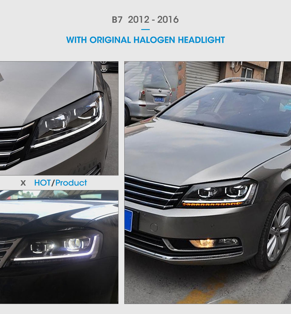 LED Headlight Assembly for VW Passat B7 Daytime Running Turn Signbal Head Light 2012-2015 High Beam Projector Lens