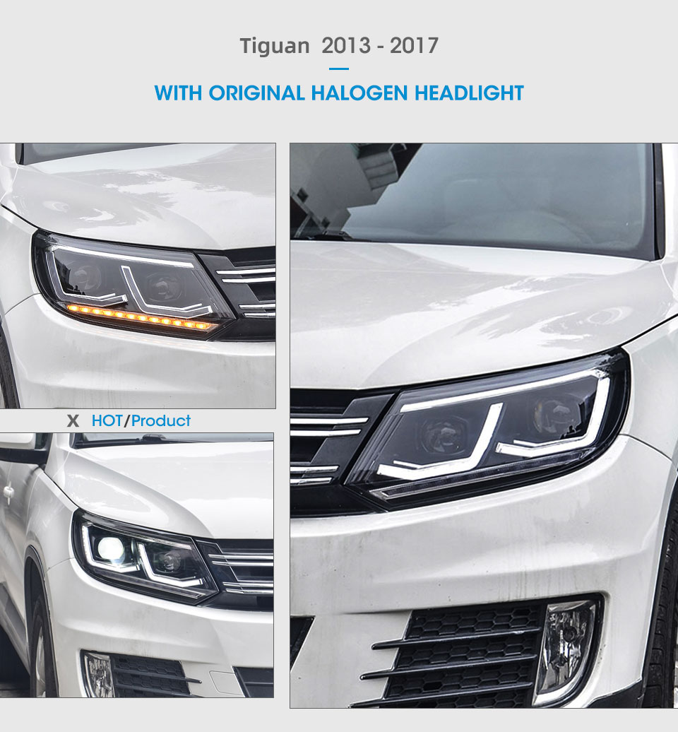 Car Head Light for VW Tiguan LED Turn Signal Headlight 2013-2017 Daytime Running Lamp Automotive Accessories