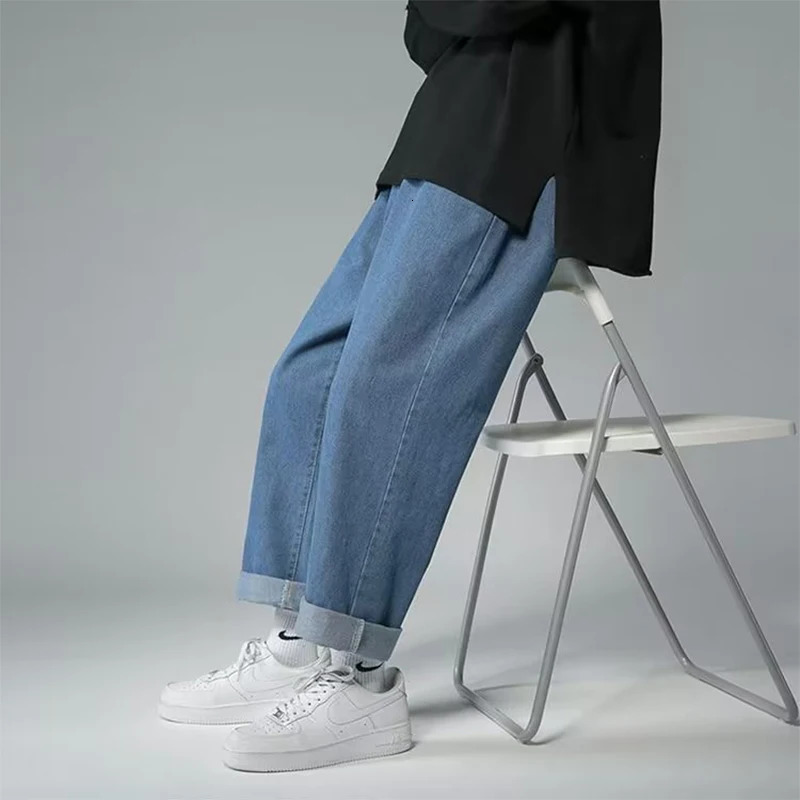 Jeans Men Wide Leg Cargo Pants Streetwear Baggy Korean Fashion Loose Straight Male Clothing Y2K Hip Hop Style Trousers 240112
