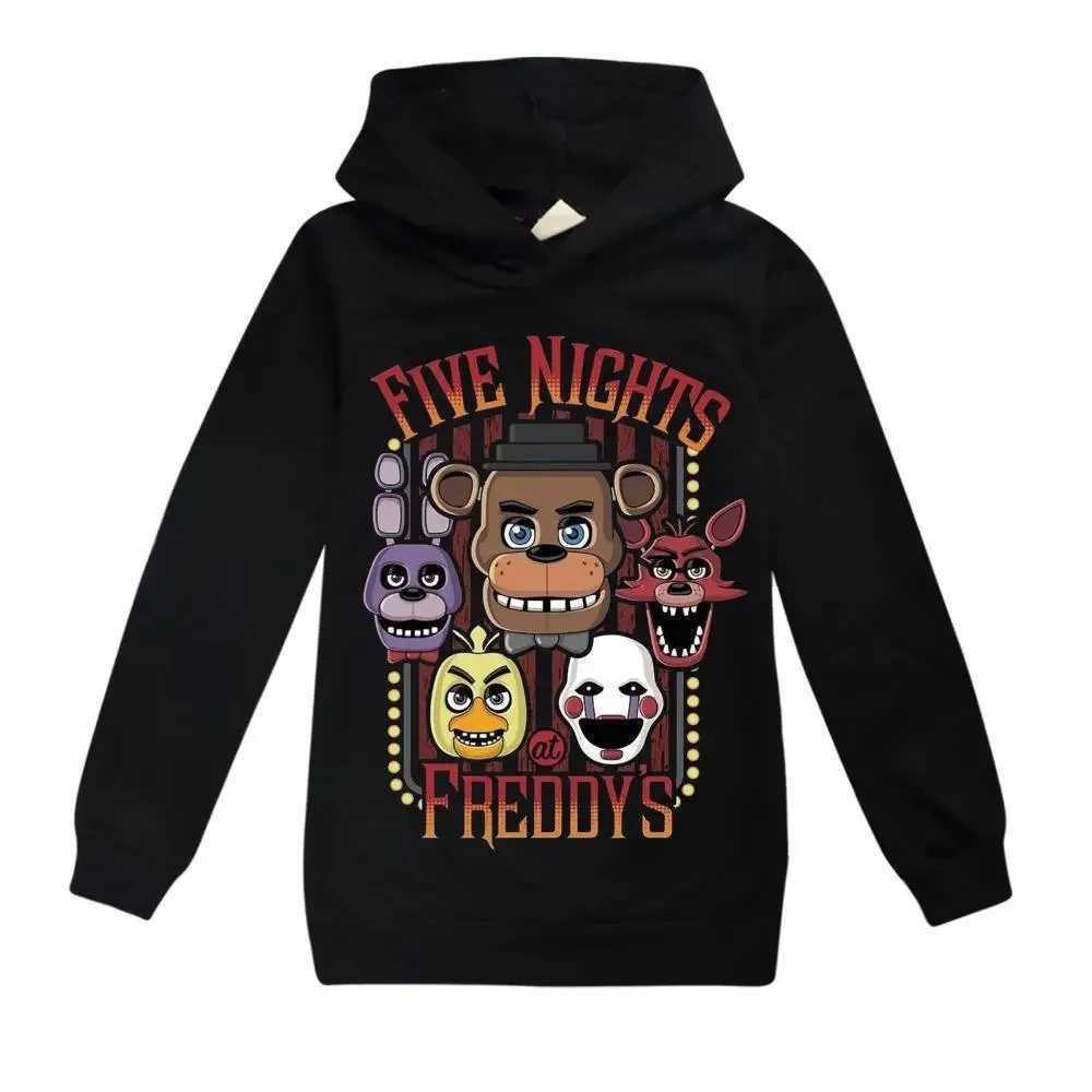 Pullover FNAF Kids Hoodie 2023 Five Night at Freddys Fashion New Print Baby Girls Boys Costume Casual Cotton Long sleeved ClothesL2401