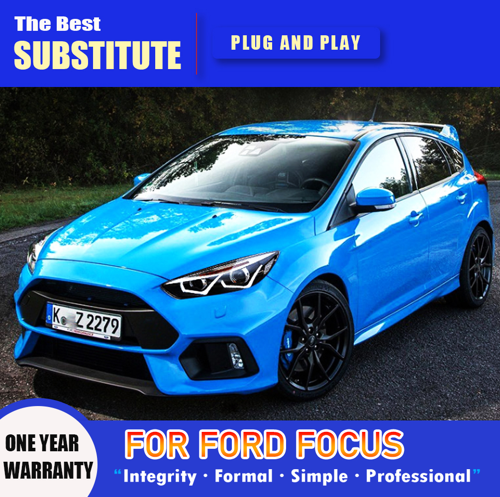 For Ford Focus LED Car Headlight Assembly 15-17 High Beam Angel Eye Projector Lens DRL Daytime Running Light Streamer Turn Signal Indicator