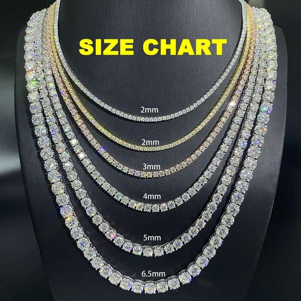 Necklace Tennis Chain moissanite chain Hip Hop Iced Out Jewelry Fashion Diamond Tennis Necklace S925 Vvs Tennis