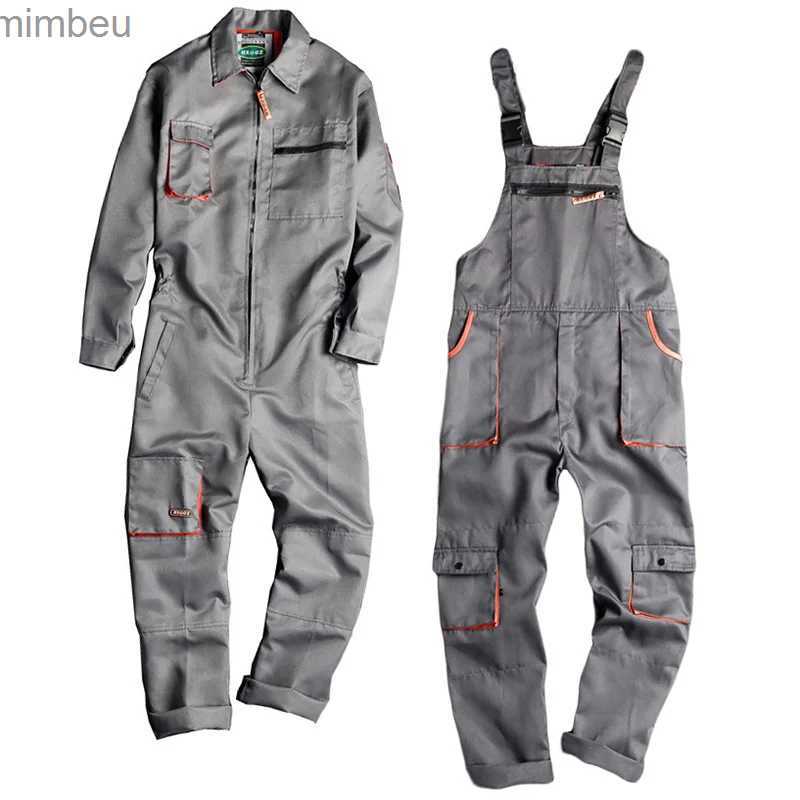 Men's Jeans Men Long Sleeve Cargo Overalls Bib Pants Zipper Pockets Rompers Jumpsuit Fashion Labor Casual Coveralls Plus Size S-4XLL240111