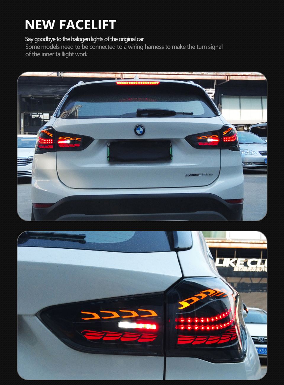 LED Styling Taillight For BMW X1 F48 F49 20 17-20 21 Rear Lamp DRL Dynamic Signal Reverse Dragon Scale Tail Light