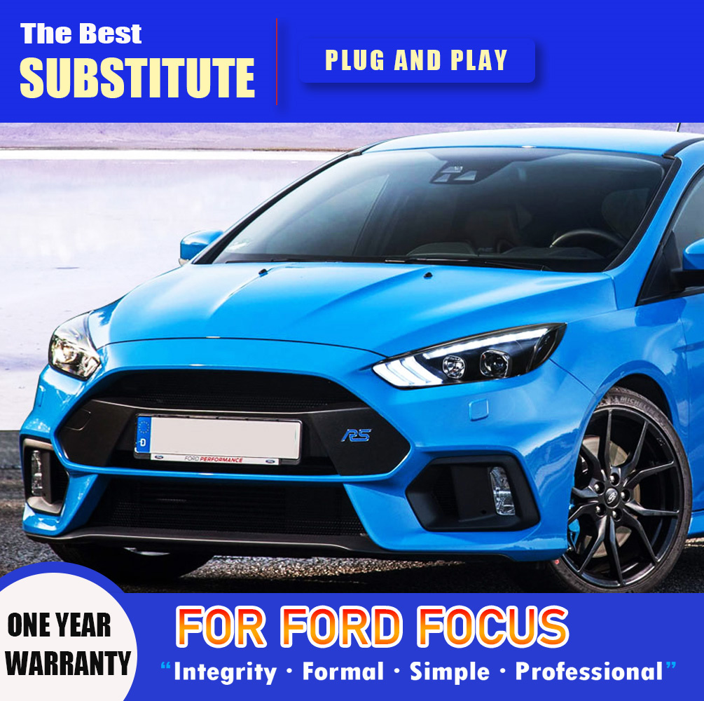 Car Styling DRL Daytime Running Light Streamer Turn Signal Indicator For Ford Focus LED Headlight 15-18 High Beam Angel Eye Projector Lens