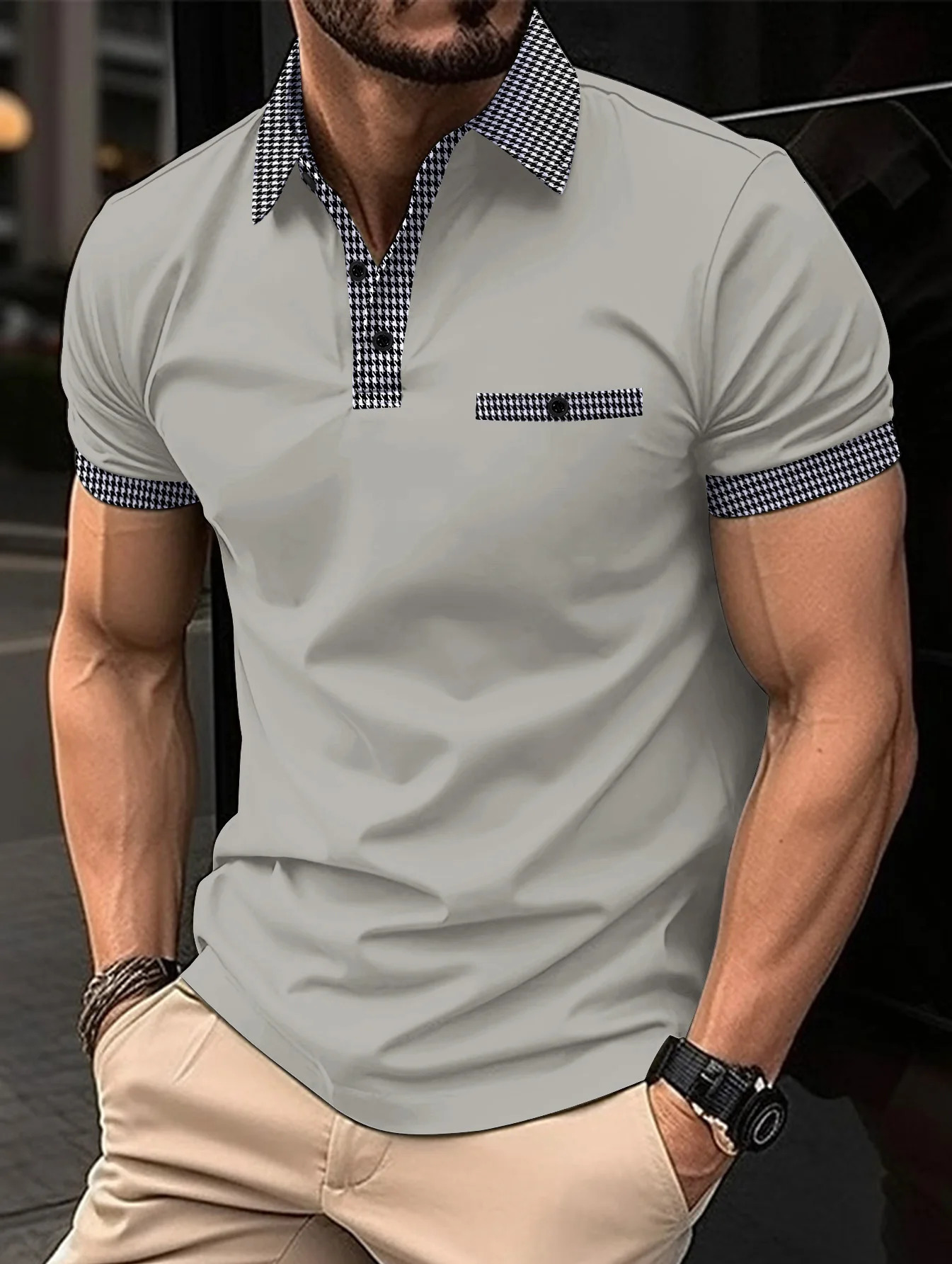 Summer Men's Casual Short-Sleeved Polo Shirt Office FashionPrint Collar T-Shirt Men's Breathable Polo Shirt Men's Clothing 240111