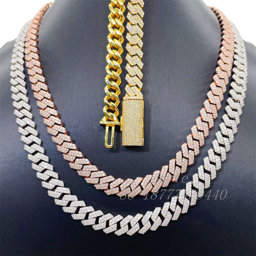 New Arrival Pass Diamond Tester 10mm Width S925 Hip Hop Necklace Vvs Moissanite Cuban Link Iced Out