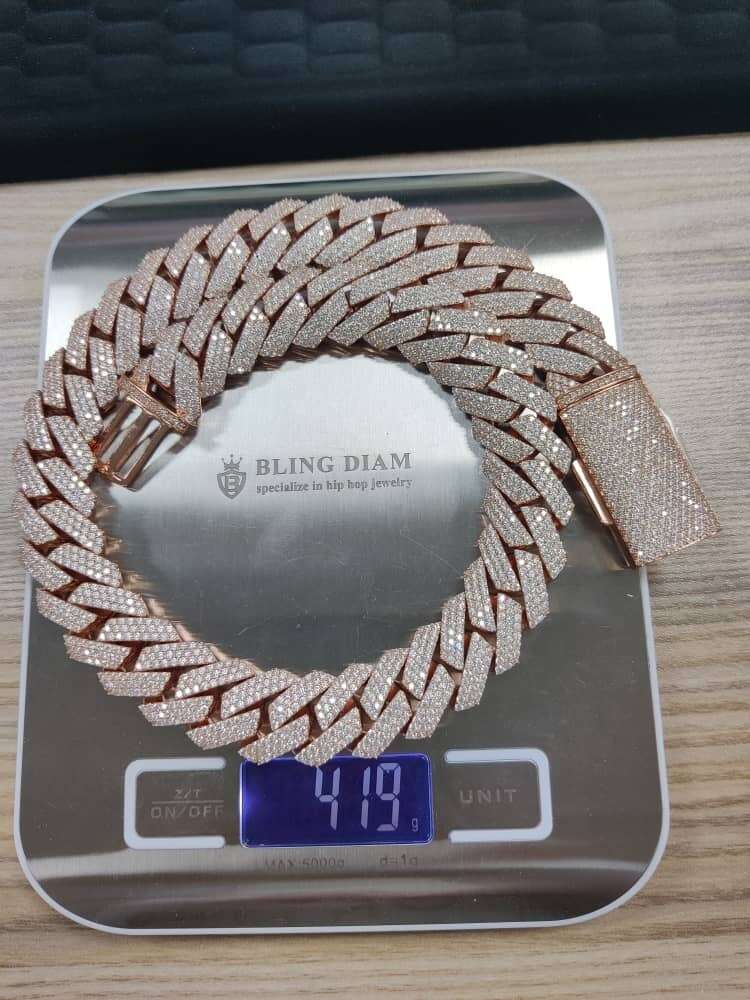 15mm 18mm 20mm Fine Jewelry Custom Fashion Silver S925 Iced Out Vvs Moissanite Diamond Miami Cuban Link Chain Mens Necklaces