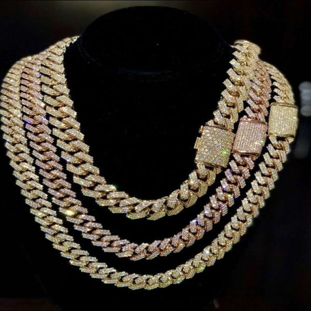 Full Diamond 2mm 5mm 7.5mm White Moissanite Chain 925 Sterling Silver Necklace Jewelry Hip Hop Lab Grown Real Diamonds Jewelry