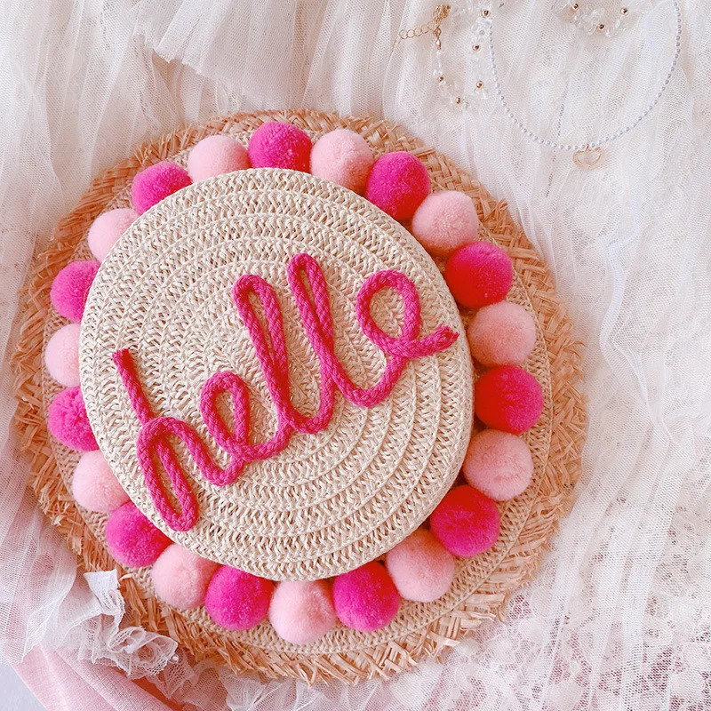Korean Style Colorful Lace Beach Bag For Children Tulip Vanilla Hat Bucket Bag Summer Weave Handbag Kids Bags Accessories 240111