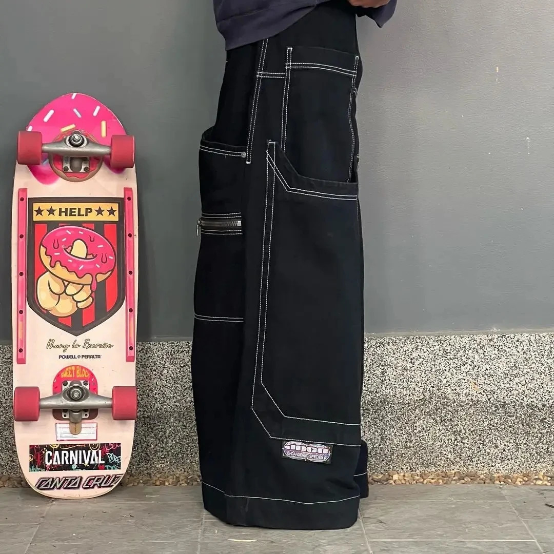 JNCO Jeans Gorilla Pattern Print Loose Big Pants Mens Womens Street Wear Hip Hop Rock Harajuku High Waisted Wide 240112