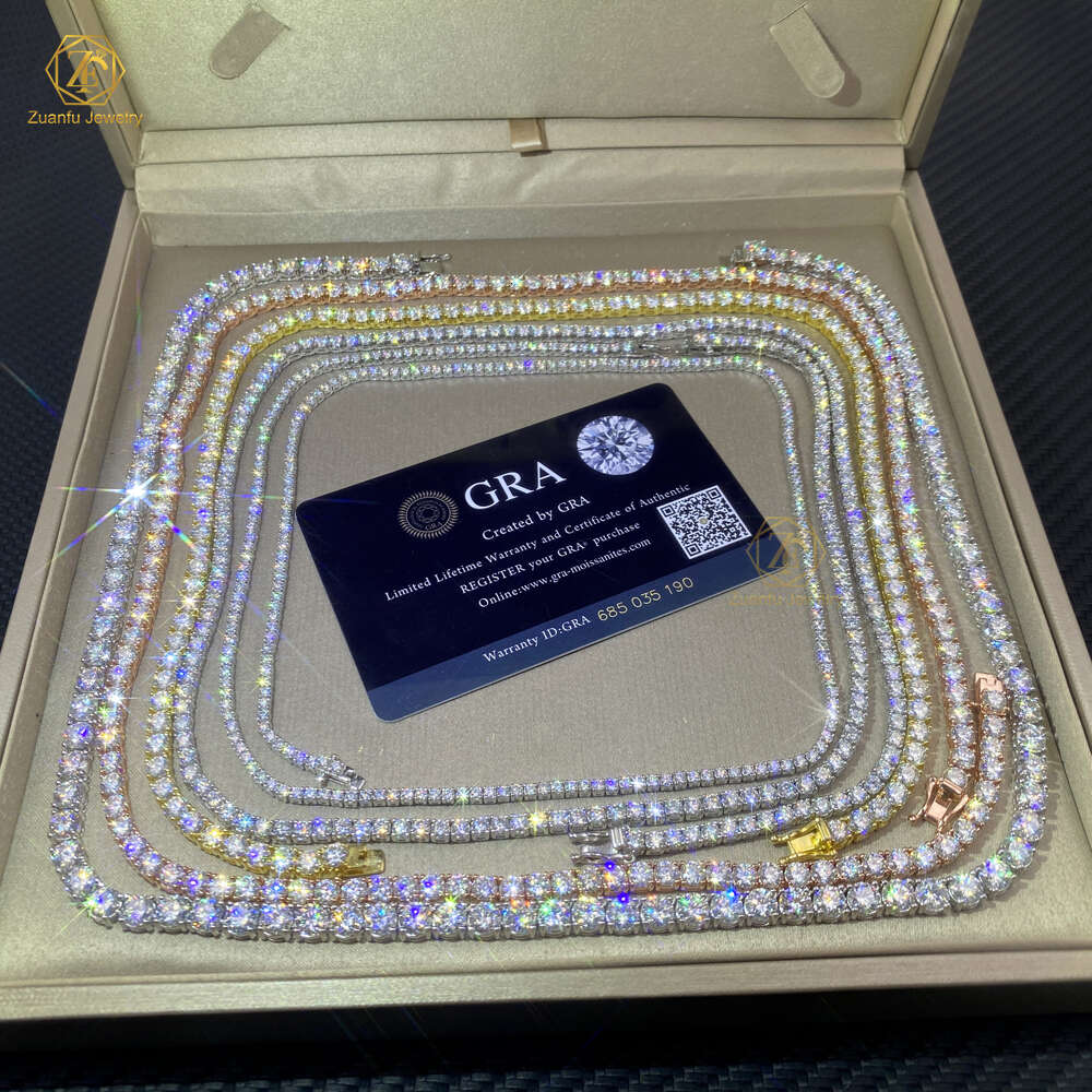 Necklace Tennis Chain moissanite chain Hip Hop Iced Out Jewelry Fashion Diamond Tennis Necklace S925 Vvs Tennis