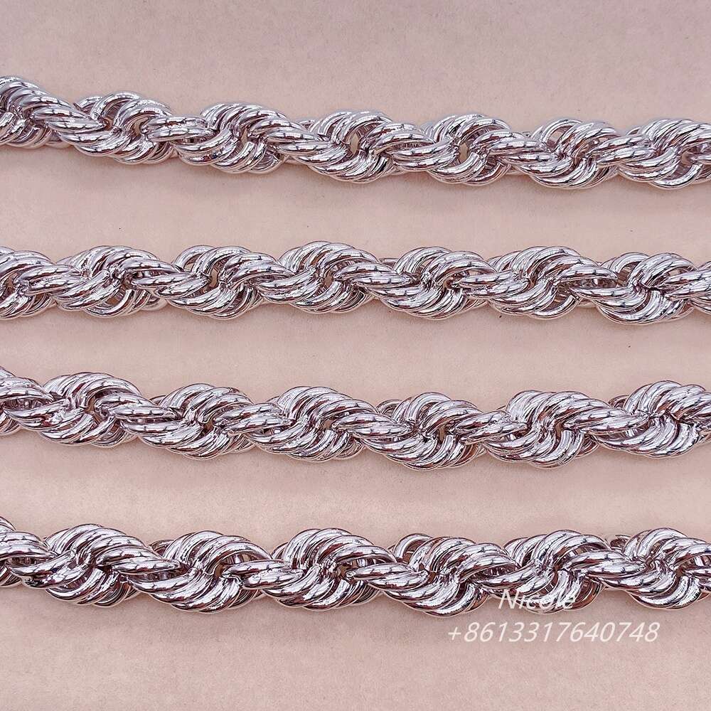 Hip Hop Wholesale Iced Out Moissanite Clasp 925 Sterling Silver Twist Necklace Diamond Cut Moissanite Rope Chain