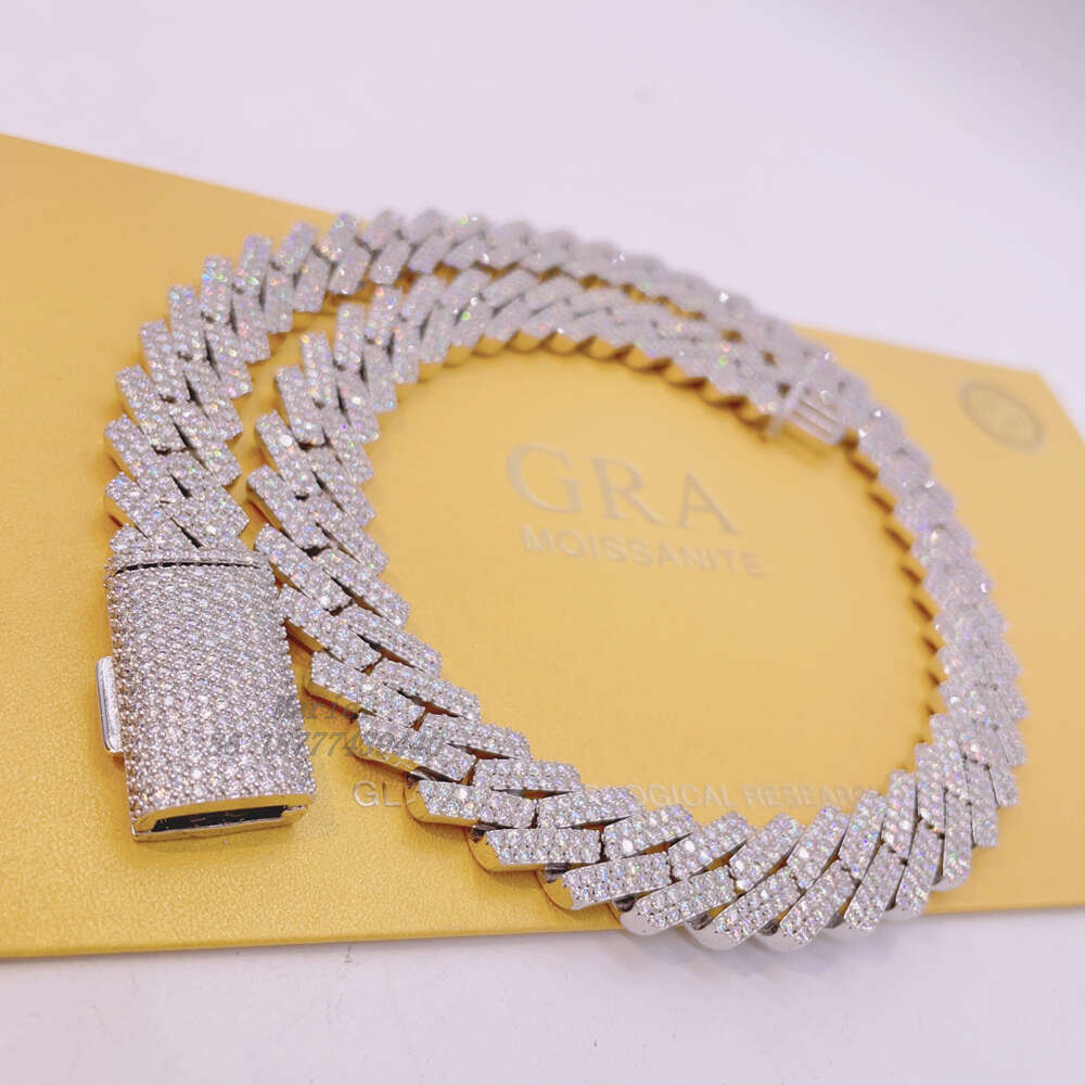 Pass Diamond Tester 15mm S925 Bussdown Custom Cuban Necklace Wholesale Price Vvs Moissanite Link Chain