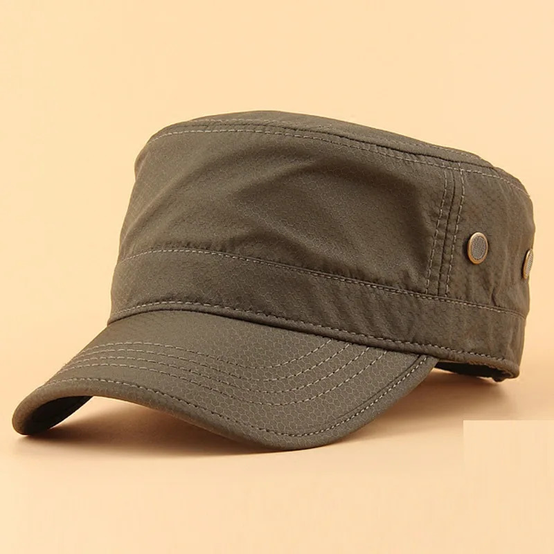 Dry Quicky Polyester Thin Army Flat Hat Adult Outdoors Cool Sun Hats Big Bone Men and Women plus size Mesh Military Caps 55-62cm 240111
